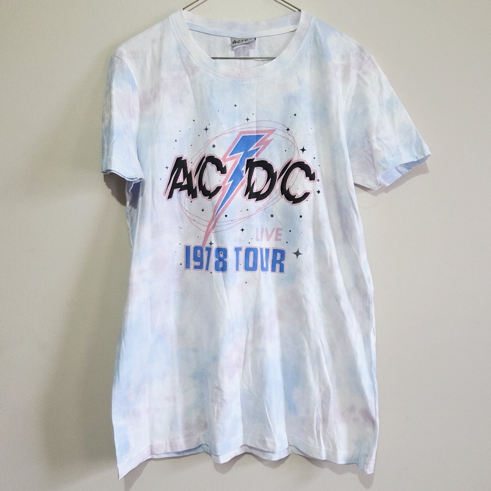 *3 For $30* AC/DC 1978 Tour Blue and Pink Tie-Dye Tee